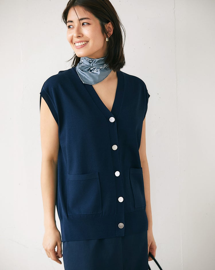 メタルボタン・ニットベスト 詳細画像 ミッドナイトブルー 3