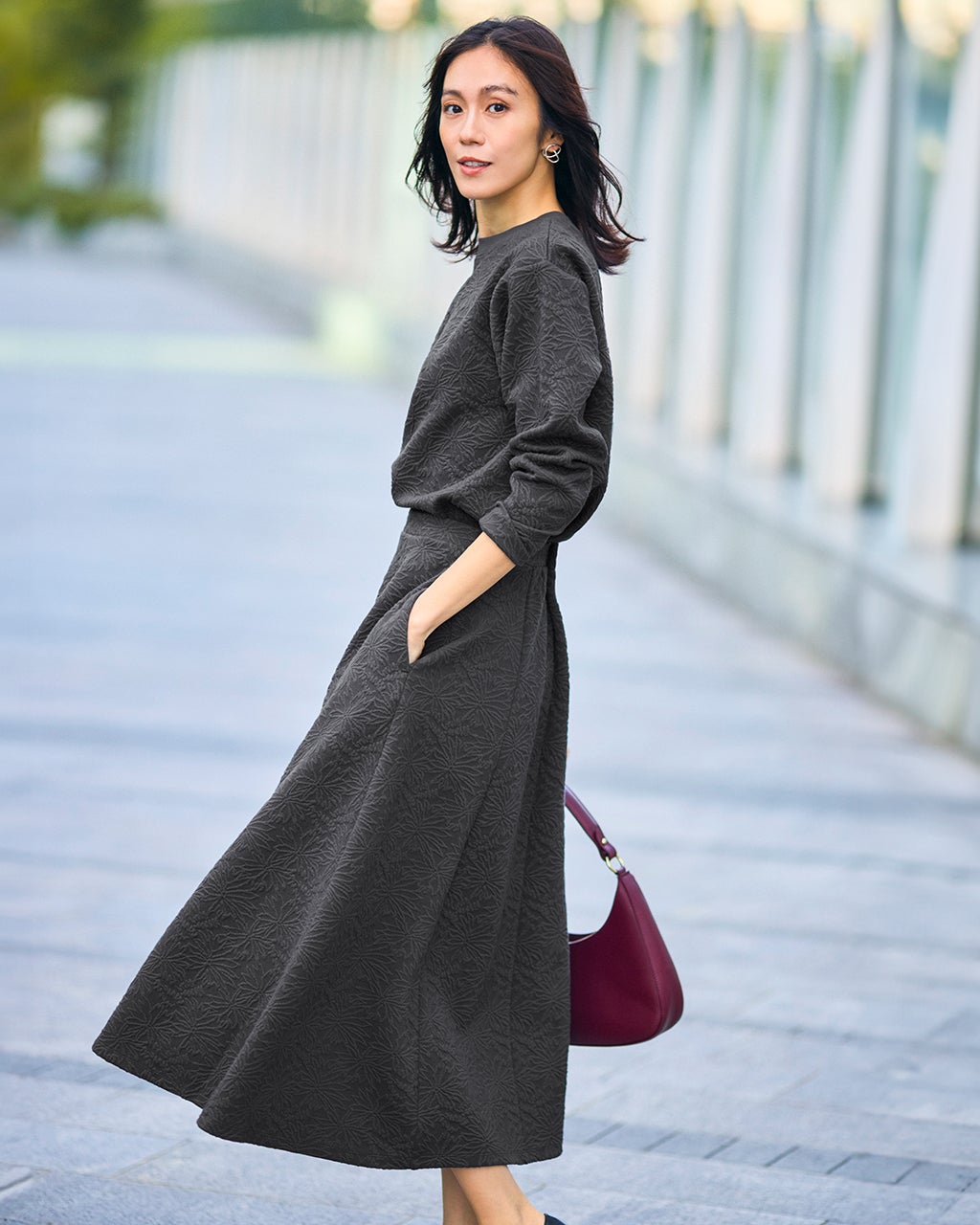 フラワージャカード・ロングフレアスカート/DoCLASSE