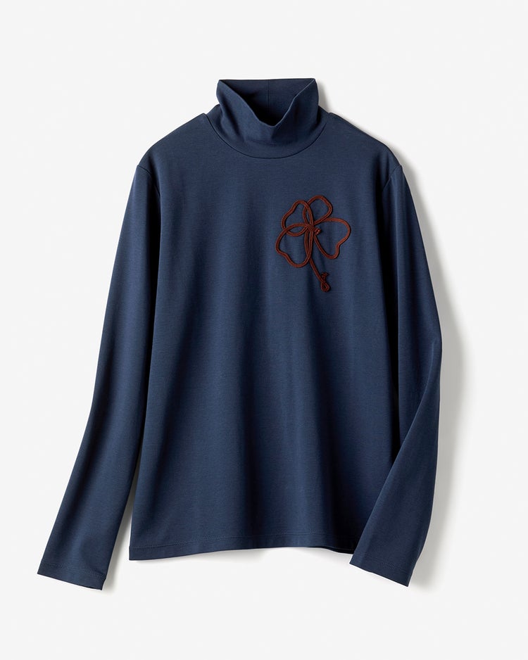 超長綿ハイネック／コード刺繍 詳細画像 ネイビー 5