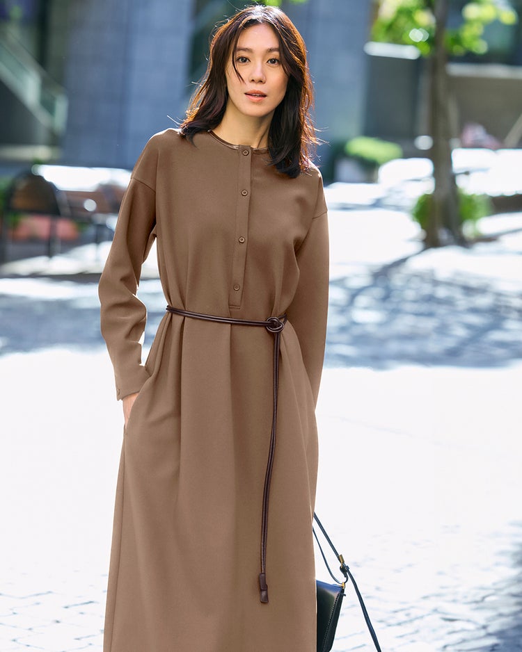 イージージョーゼット・ベルト付きワンピース 詳細画像 キャメル 1