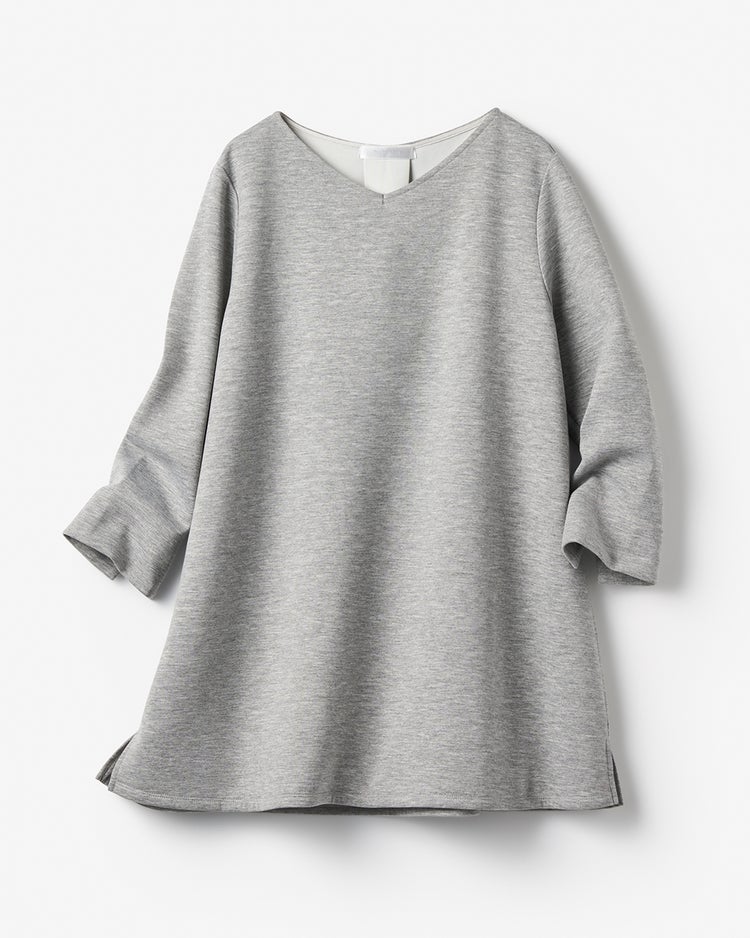 ライトダンボールニット・浅Vフレアトップス 詳細画像 グレー 2