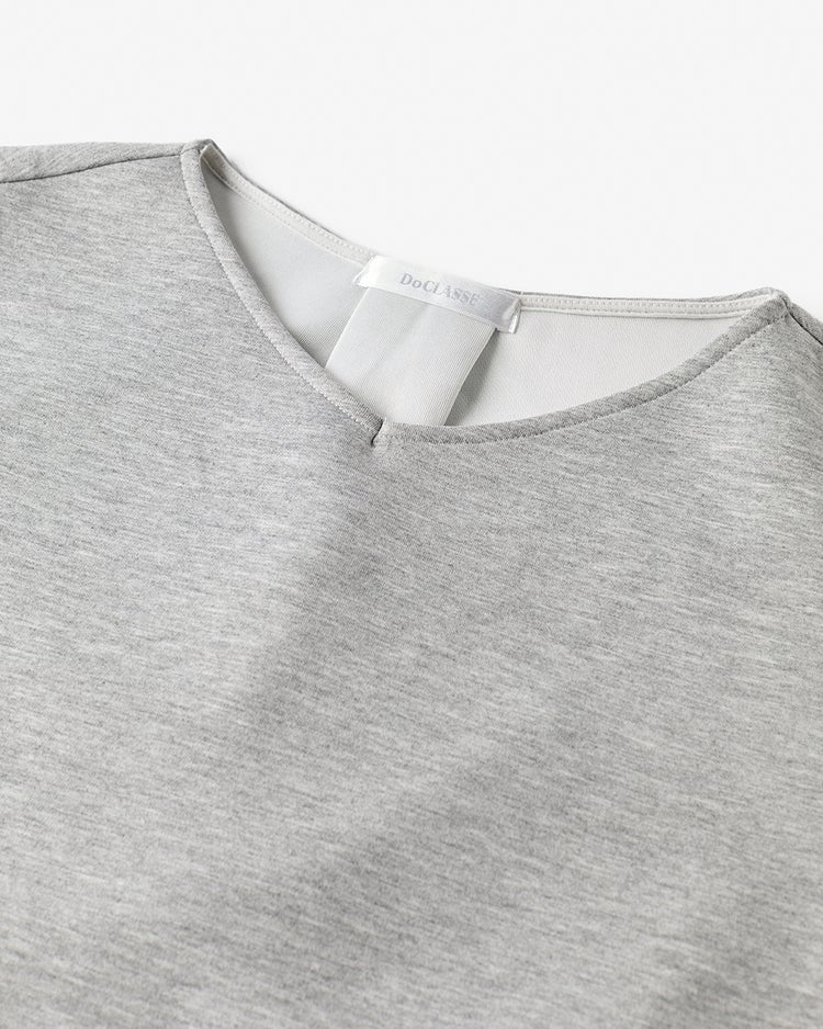 ライトダンボールニット・浅Vフレアトップス 詳細画像 グレー 3