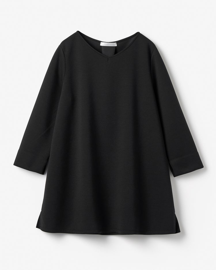 ライトダンボールニット・浅Vフレアトップス 詳細画像 ブラック 2