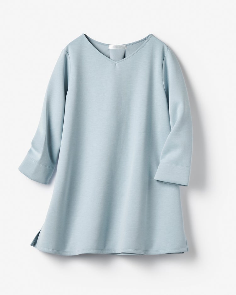 ライトダンボールニット・浅Vフレアトップス 詳細画像 ライトブルー 2