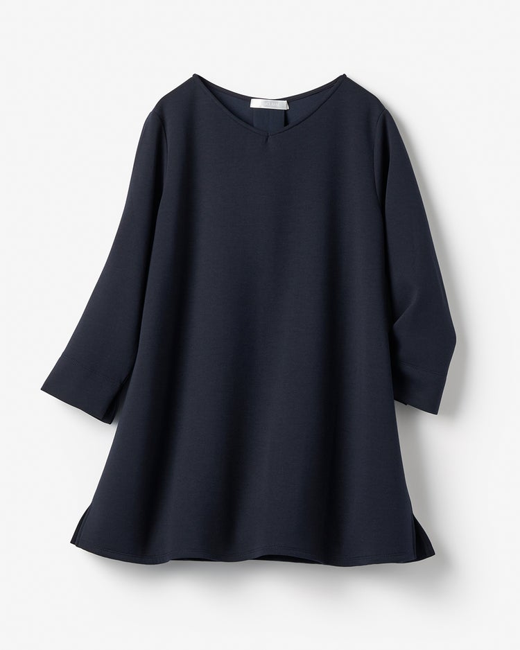 ライトダンボールニット・浅Vフレアトップス 詳細画像 ミッドナイトブルー 2