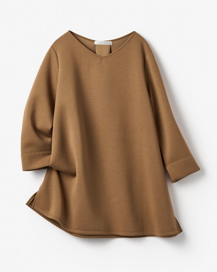 ライトダンボールニット・浅Vフレアトップス 詳細画像 ライトブラウン 2