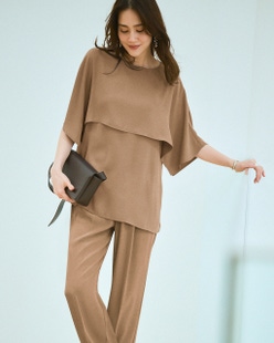 バックサテンジョーゼット・ケープブラウス