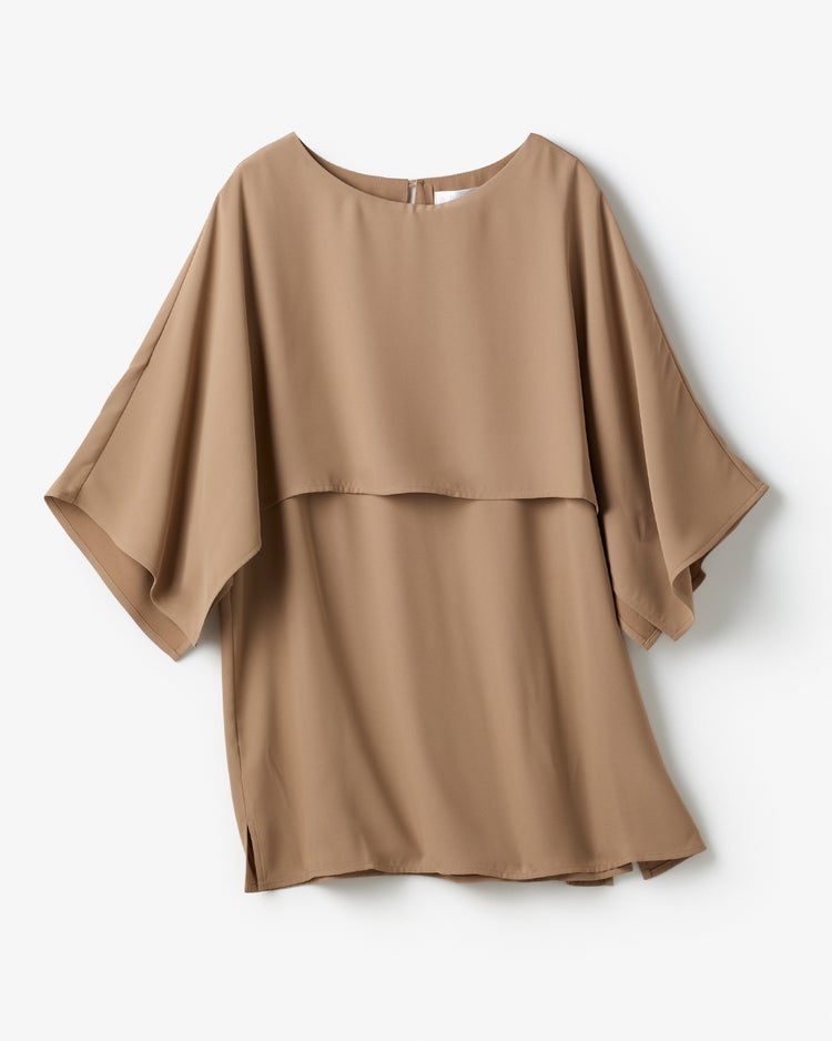 バックサテンジョーゼット・ケープブラウス 詳細画像 ベージュ 2