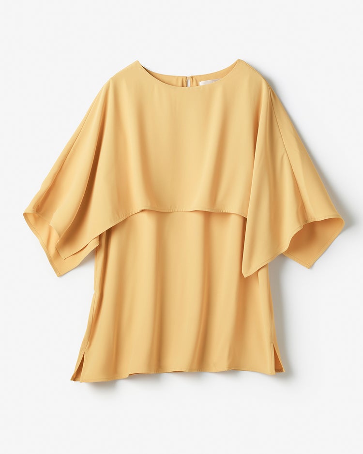 バックサテンジョーゼット・ケープブラウス 詳細画像 イエロー 2