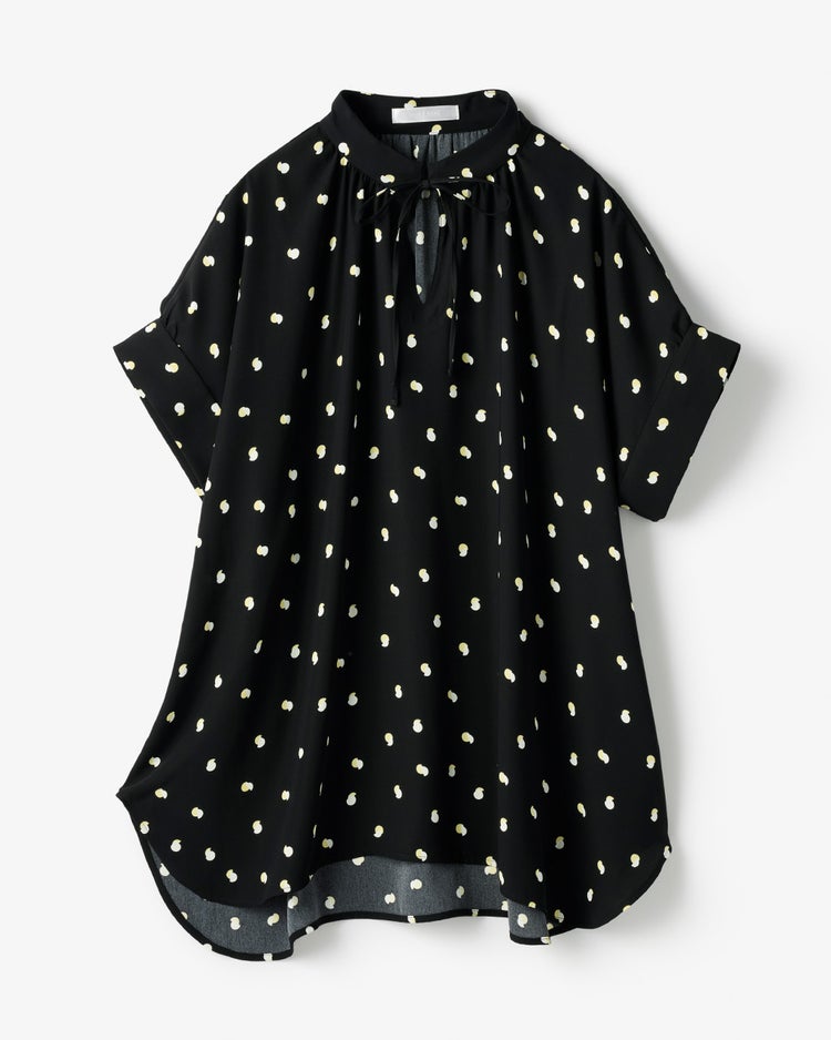 バックサテンジョーゼット・ドロストブラウス 詳細画像 ブラックパターン 2