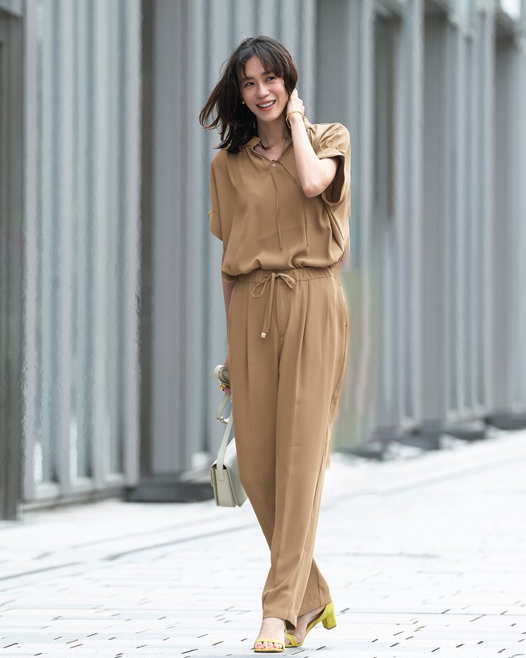 バックサテンジョーゼット・ドロストブラウス 詳細画像 ベージュ 1