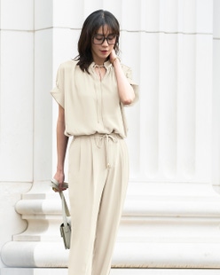 バックサテンジョーゼット・ドロストブラウス