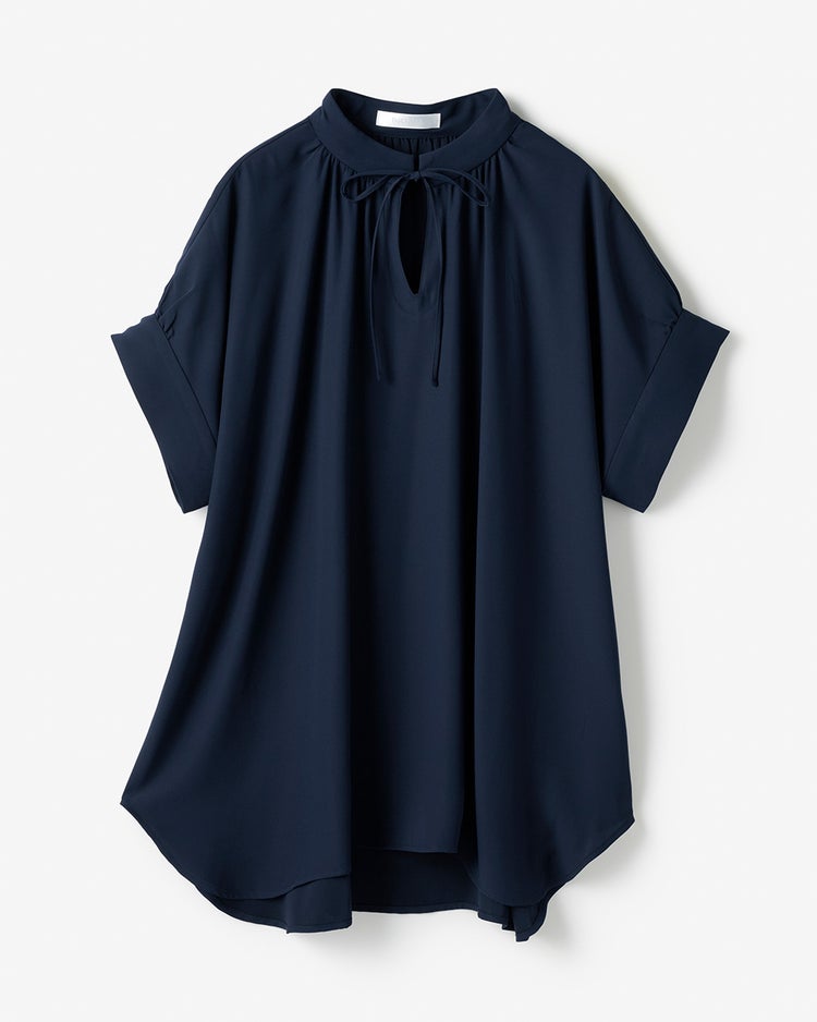 バックサテンジョーゼット・ドロストブラウス 詳細画像 ネイビー 2