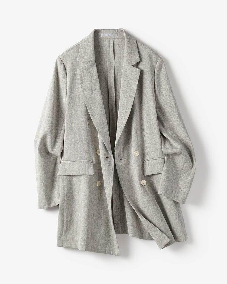 リネン混ストレッチ・ダブルジャケット 詳細画像 グレー 2