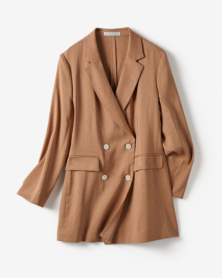 リネン混ストレッチ・ダブルジャケット 詳細画像 ベージュ 2