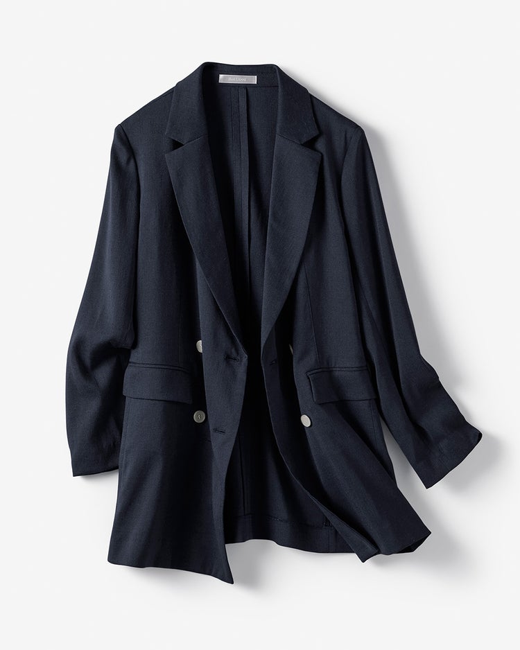 リネン混ストレッチ・ダブルジャケット 詳細画像 ミッドナイトブルー 2