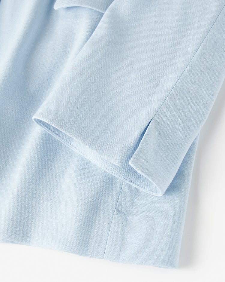 リネン混ストレッチ・ノーカラージャケット 詳細画像 ライトブルー 5
