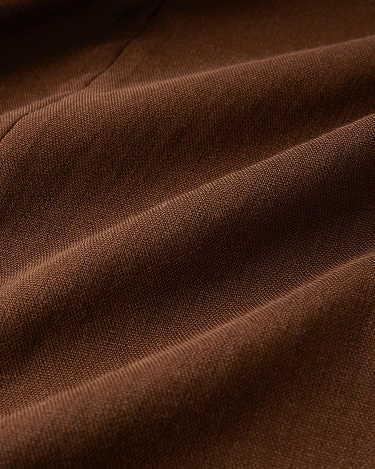 リネン混ストレッチ・ノーカラージャケット 詳細画像 ブラウン 3
