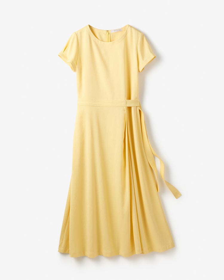 リネン混ストレッチ・アシメタックワンピース 詳細画像 イエロー 2