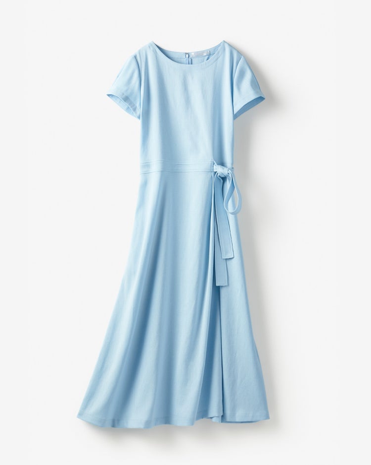 リネン混ストレッチ・アシメタックワンピース 詳細画像 ライトブルー 2