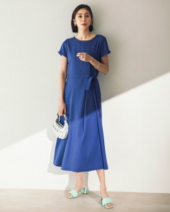 リネン混ストレッチ・アシメタックワンピース