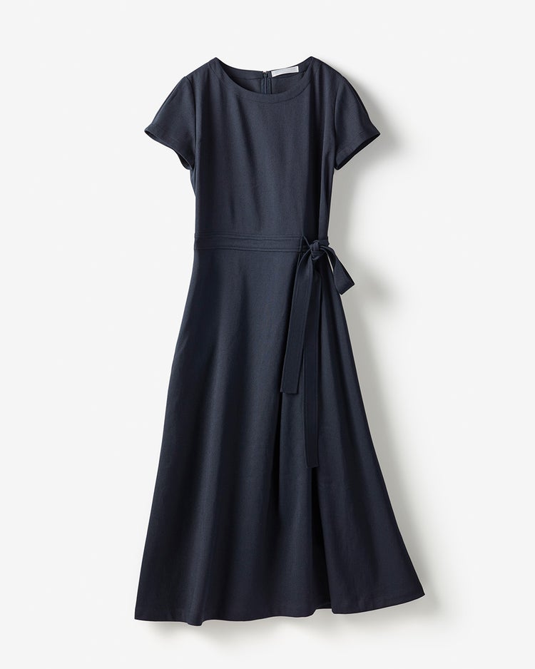 リネン混ストレッチ・アシメタックワンピース 詳細画像 ミッドナイトブルー 2