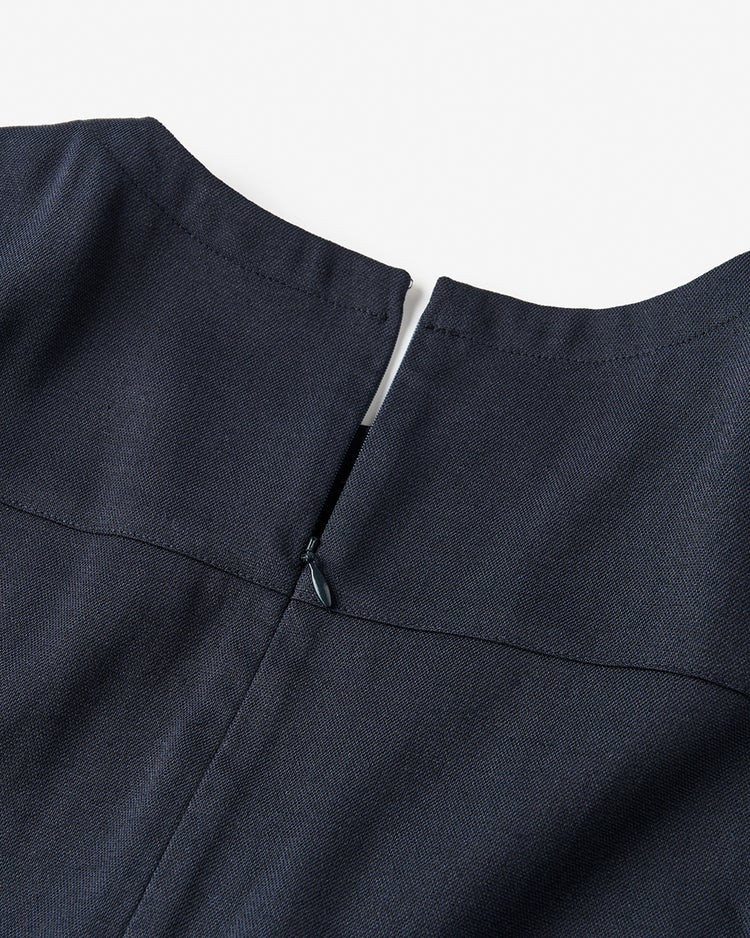 リネン混ストレッチ・アシメタックワンピース 詳細画像 ミッドナイトブルー 3