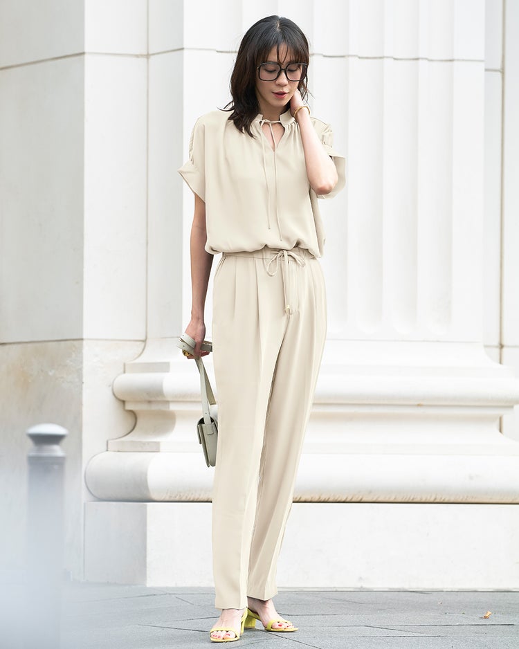 バックサテンジョーゼット・ワイドパンツ 詳細画像 ストーン 1