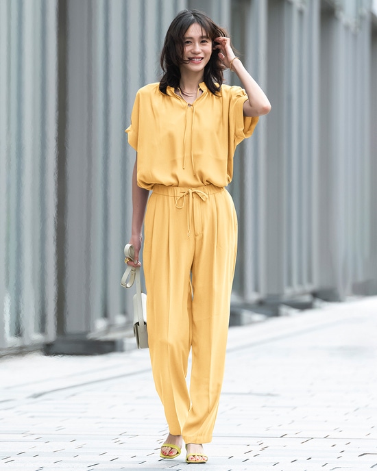 バックサテンジョーゼット・ワイドパンツ