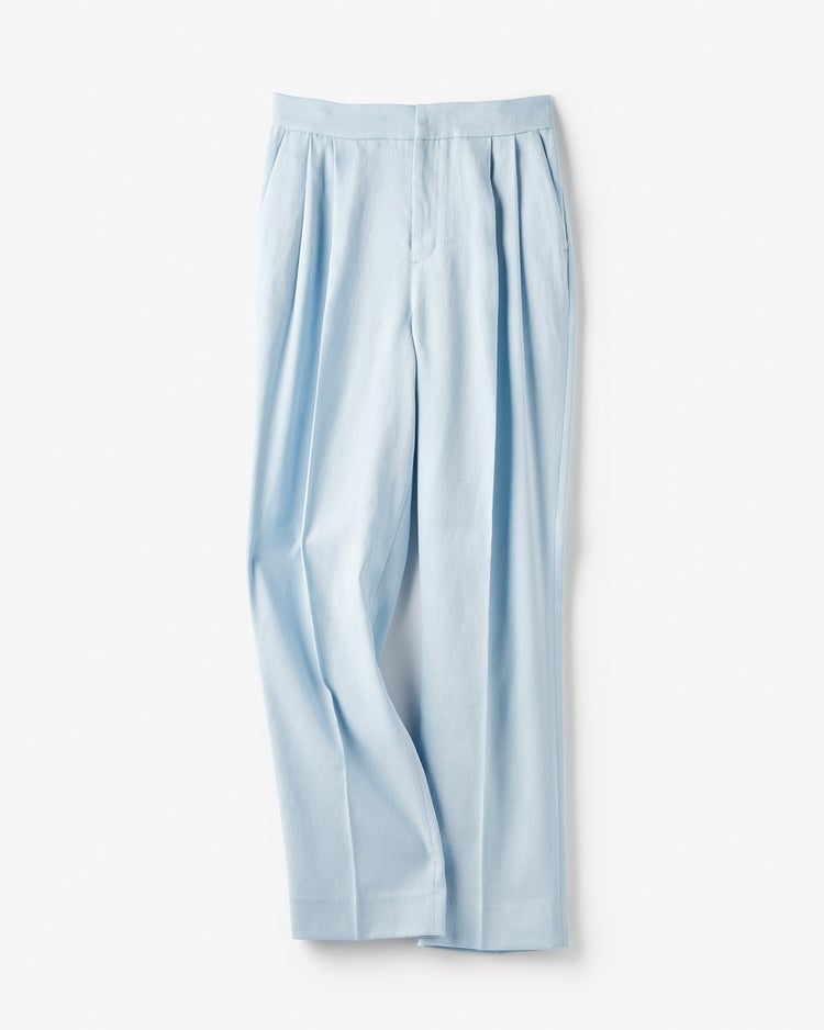 リネン混ストレッチ・テーパードパンツ 詳細画像 ライトブルー 2