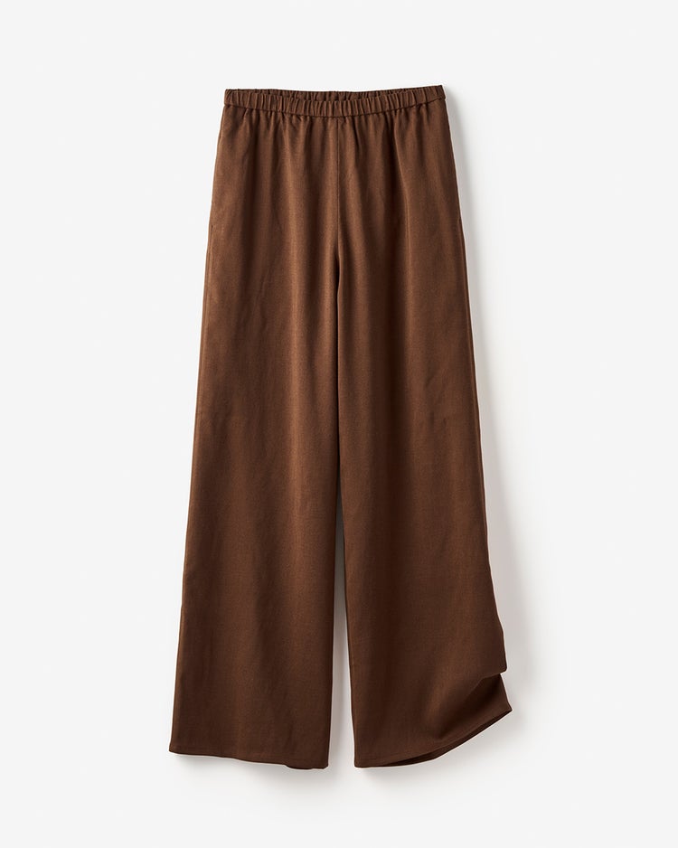 リネン混ストレッチ・イージーワイドパンツ 詳細画像 ブラウン 2