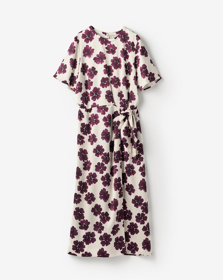ダブルサテン・フラワープリントワンピース 詳細画像 パープル・パターン 2
