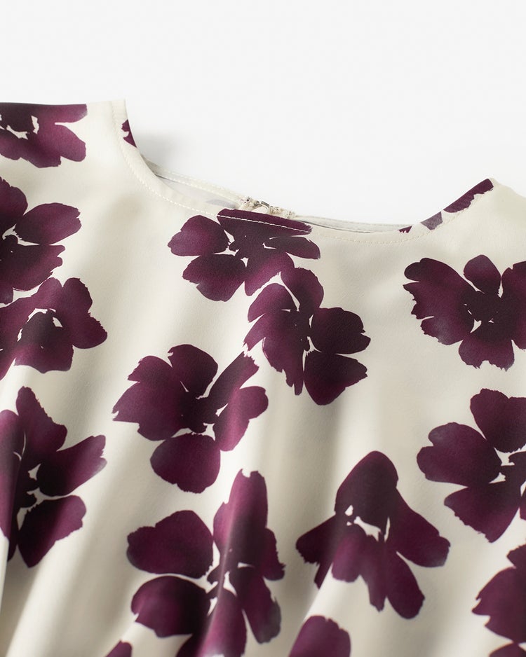 ダブルサテン・フラワープリントブラウス 詳細画像 パープル・パターン 2