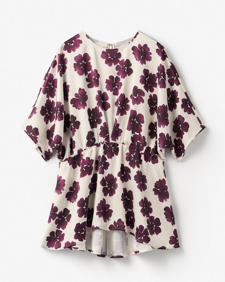 ダブルサテン・フラワープリントブラウス 詳細画像 パープル・パターン 4