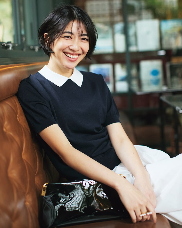 ポロ衿・配色プルオーバーニット 詳細画像 ミッドナイトブルー 1