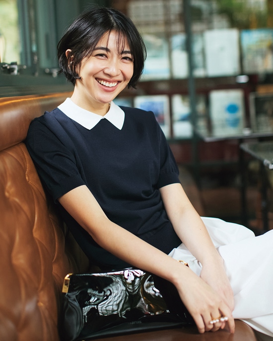 ポロ衿・配色プルオーバーニット