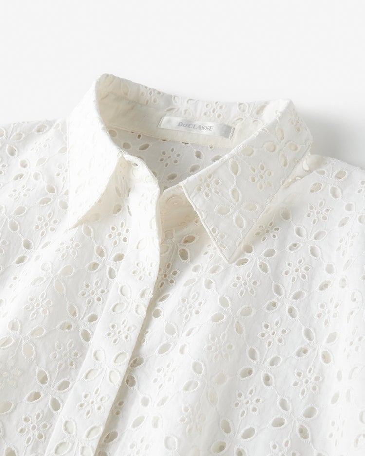 カットワークレース・比翼シャツ 詳細画像 ホワイト 3