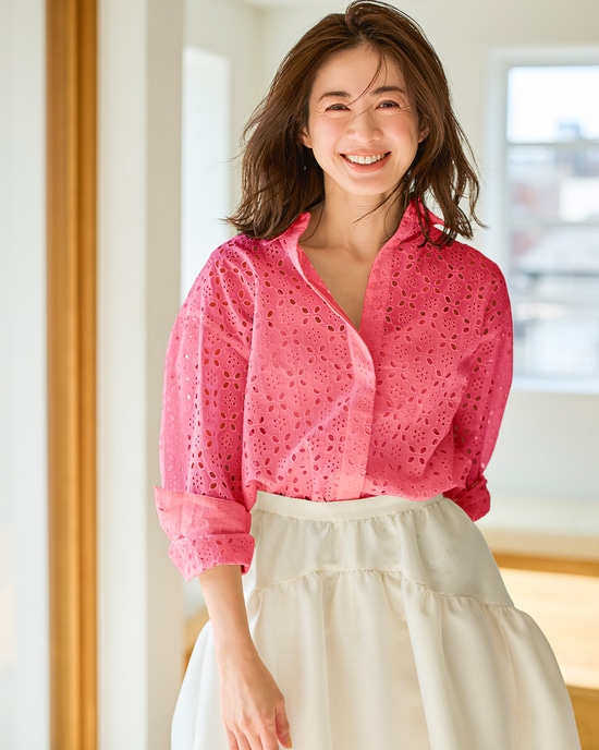 カットワークレース・比翼シャツ