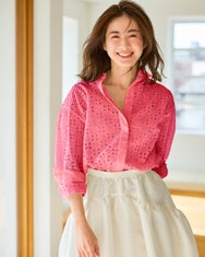 カットワークレース・比翼シャツ