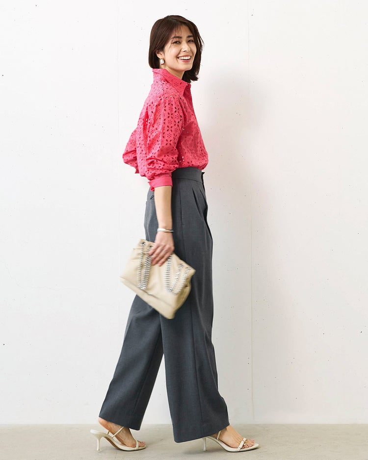 カットワークレース・比翼シャツ 詳細画像 ピンク 3