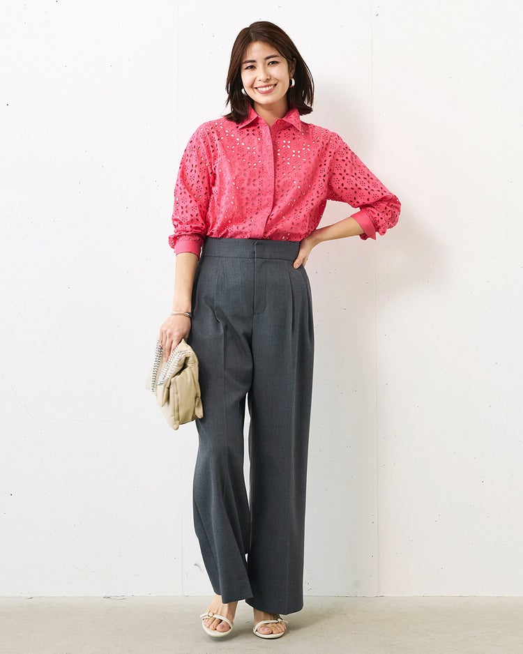 カットワークレース・比翼シャツ 詳細画像 ピンク 4