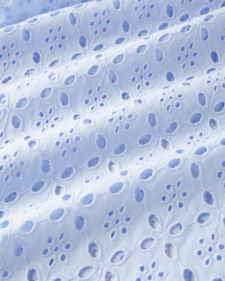 カットワークレース・比翼シャツ 詳細画像 サックス 3