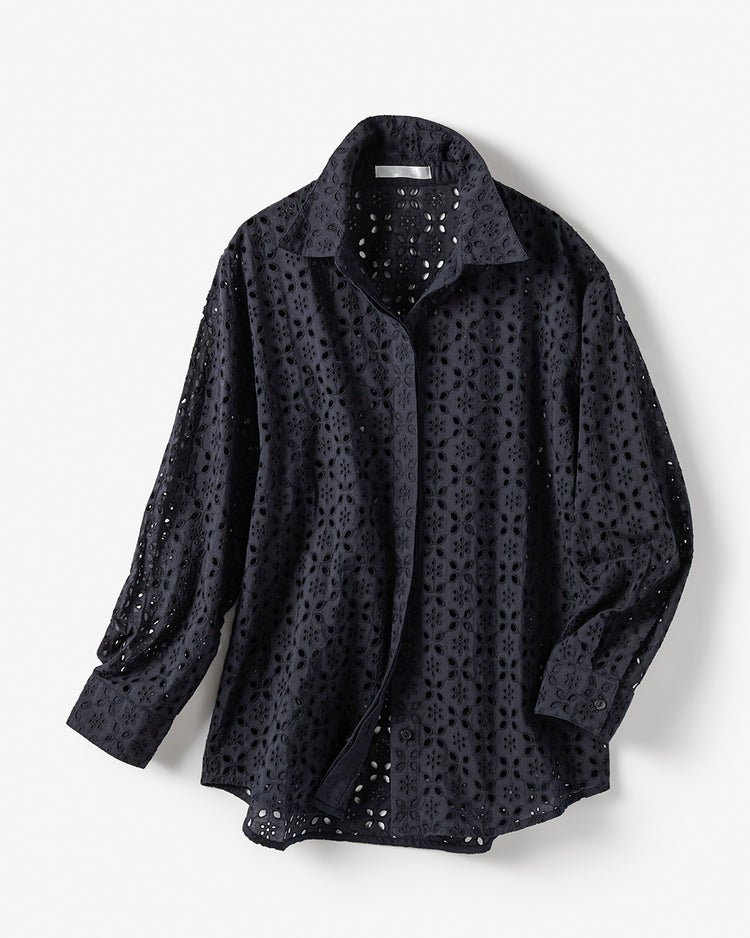 カットワークレース・比翼シャツ 詳細画像 ミッドナイトブルー 2