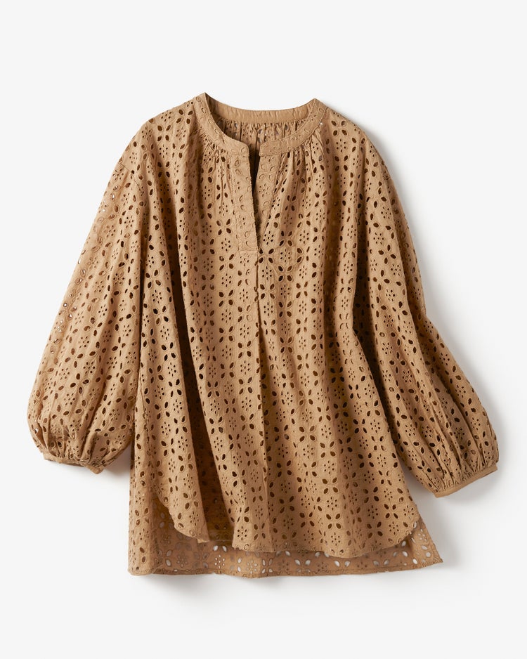 カットワークレース・キーネックブラウス 詳細画像 ベージュ 2