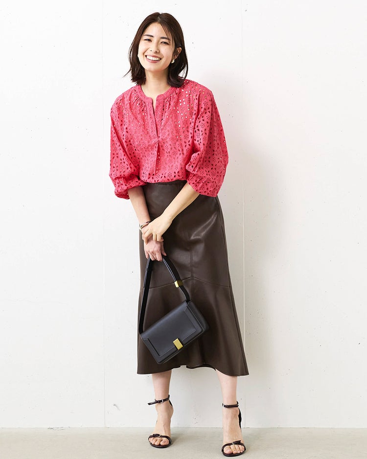 カットワークレース・キーネックブラウス 詳細画像 ピンク 2