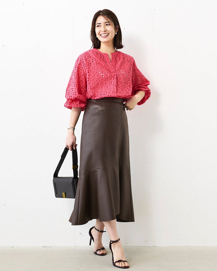 カットワークレース・キーネックブラウス 詳細画像 ピンク 4