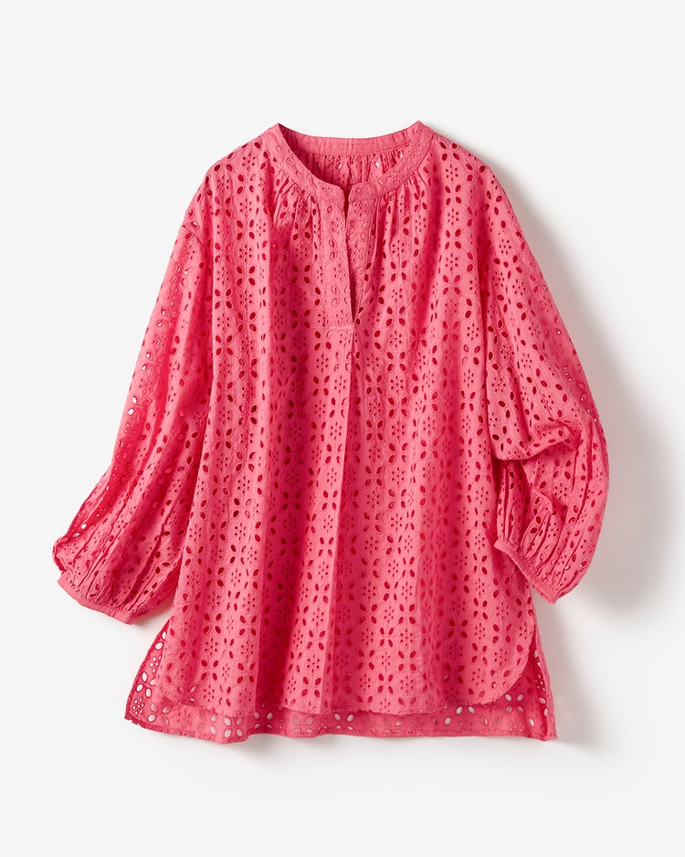 カットワークレース・キーネックブラウス 詳細画像 ピンク 5