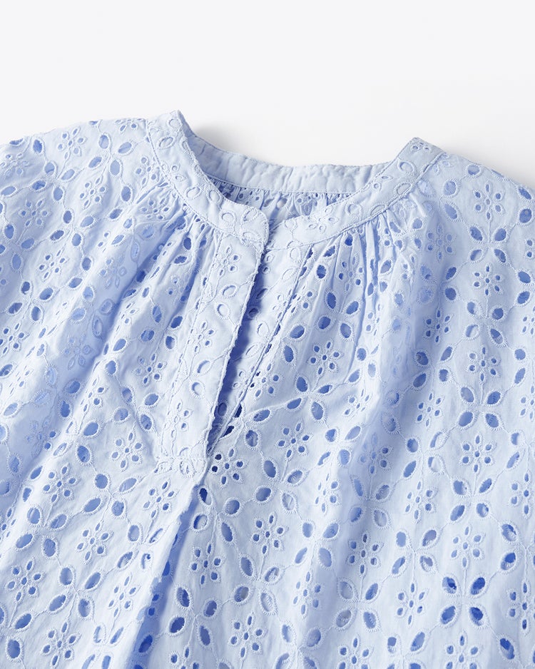 カットワークレース・キーネックブラウス 詳細画像 サックス 3