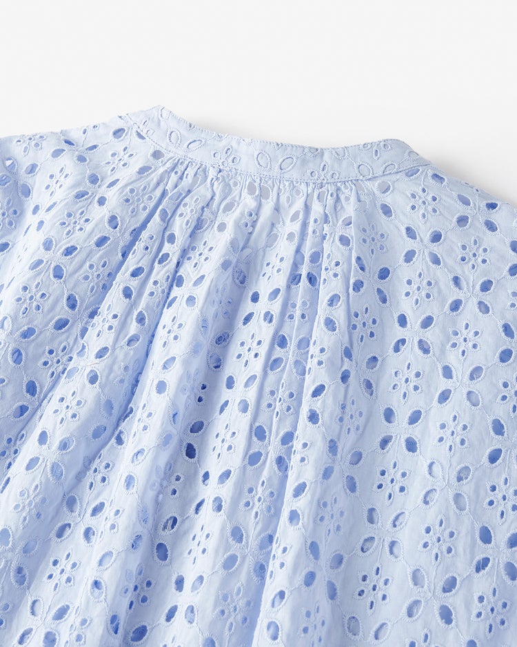 カットワークレース・キーネックブラウス 詳細画像 サックス 4