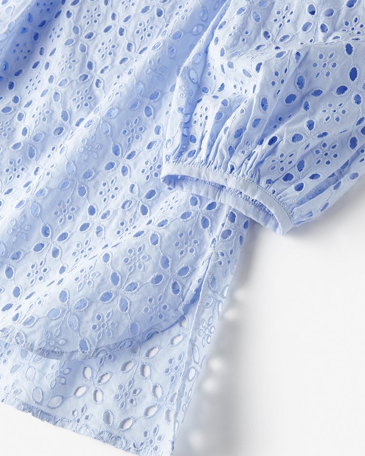 カットワークレース・キーネックブラウス 詳細画像 サックス 5